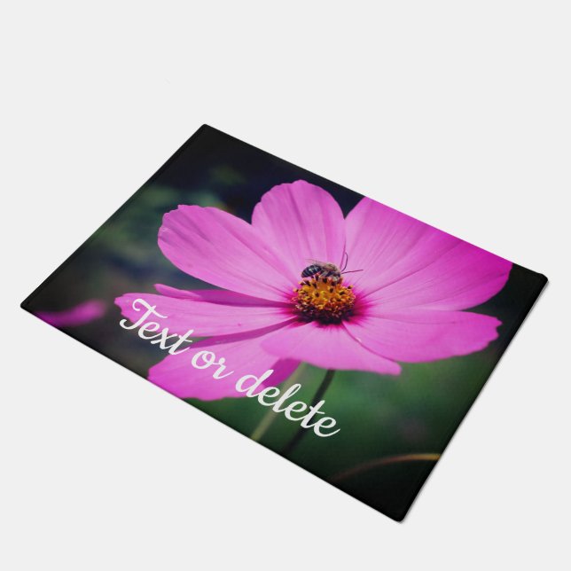 Felpudo Abeja De Miel En Flor Cosmos Rosa Personalizada (Angular)