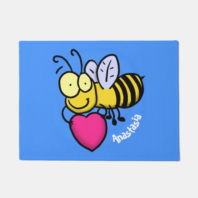 Felpudo Abeja graciosa y linda con ilustracion personaliza (Anverso)