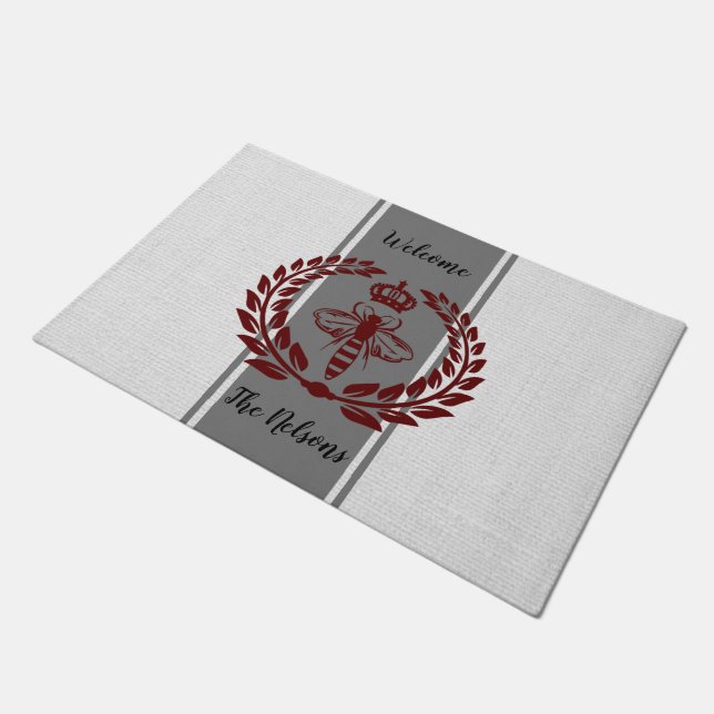 Felpudo Abeja real gris y roja rayada (Angular)