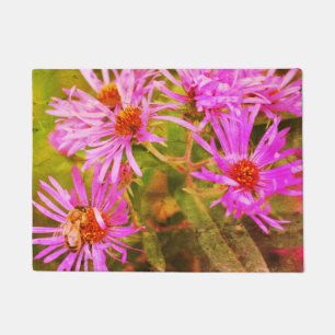 Felpudo Abeja Rosa Nueva Inglaterra Aster Flower Resumen