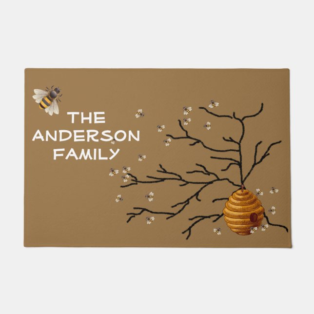 Felpudo Abejas y colmena, Personalizado (Anverso)