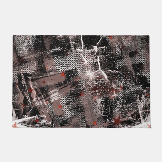 Felpudo Abrupción. Marrón, negro y blanco. (Anverso)