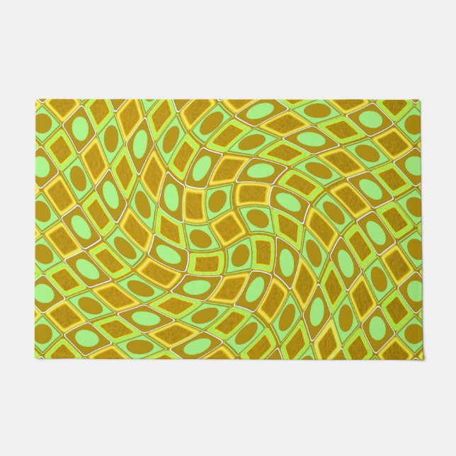 Felpudo Abstract geometric swirl retro lime pattern (Anverso)