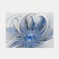 Abstracto Flor de arte fractal de color gris azul