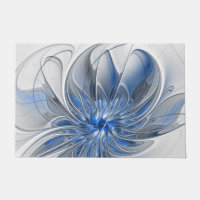 Abstracto Flor de arte fractal de color gris azul