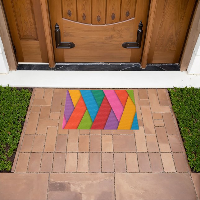 Felpudo Abstracto Mat de la puerta blanca roja (Exterior)