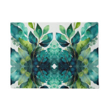 Abstracto Turquesa, Verde, Esmeralda, Botánico