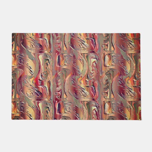 Felpudo Abstrato entalhado em salmão e vermelho gradiente (Anverso)