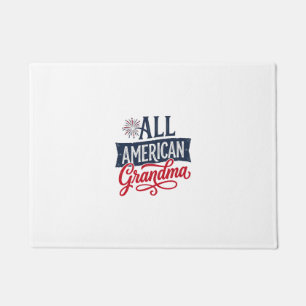 Felpudo Abuela totalmente americana diseño de fuegos artif