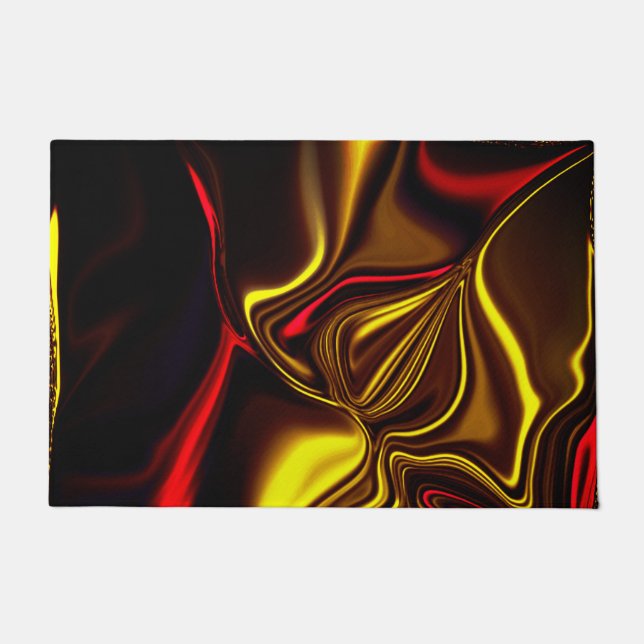 Felpudo Acos curvos dorados y rojos con partes oscuras (Anverso)