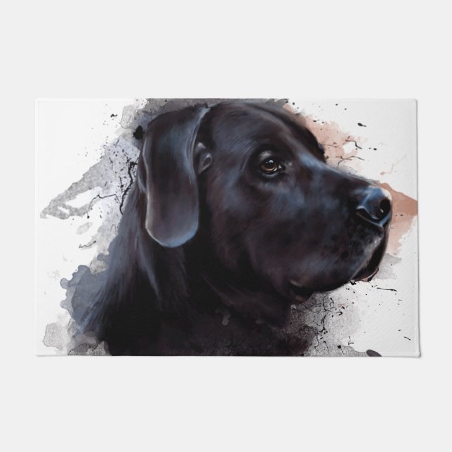 Felpudo Acuarela de Labrador Negro (Anverso)