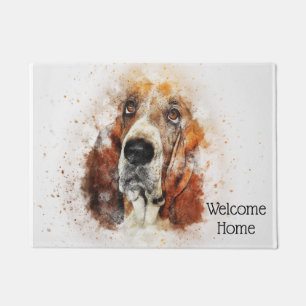Felpudo Acuarela de moda Basset Hound personalizado