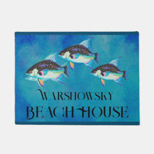 Felpudo Acuarela de peces tropicales personalizado Aqua Bl