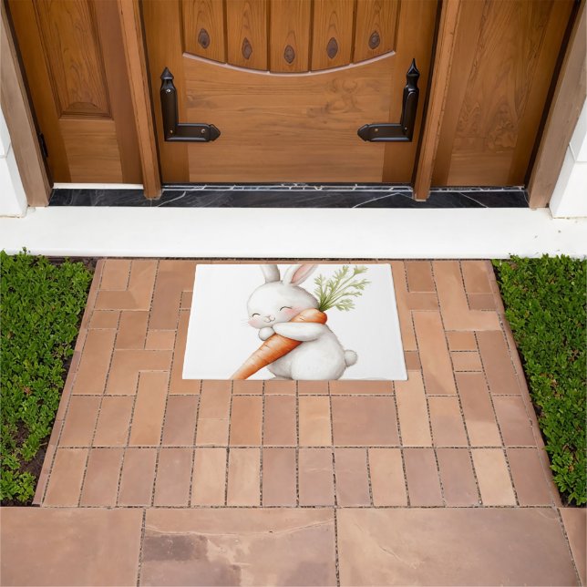 Felpudo Acuarela Fluffy Bunny Carrot Love (Exterior)