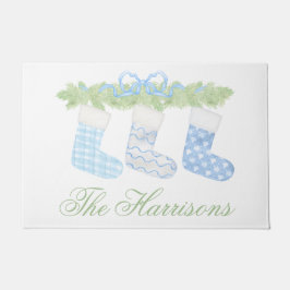 Felpudo Acuarela Navidades azules y blancos