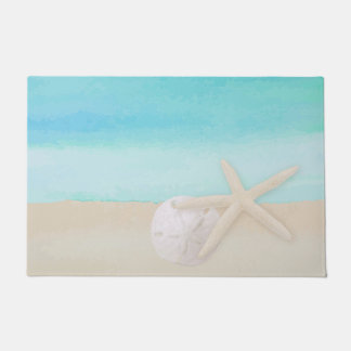 Felpudo Acuarela Océano Starfish and Sand Dollar