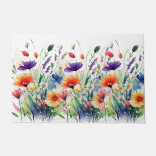 Felpudo Acuarelas Florales Flores Silvestres De Moda