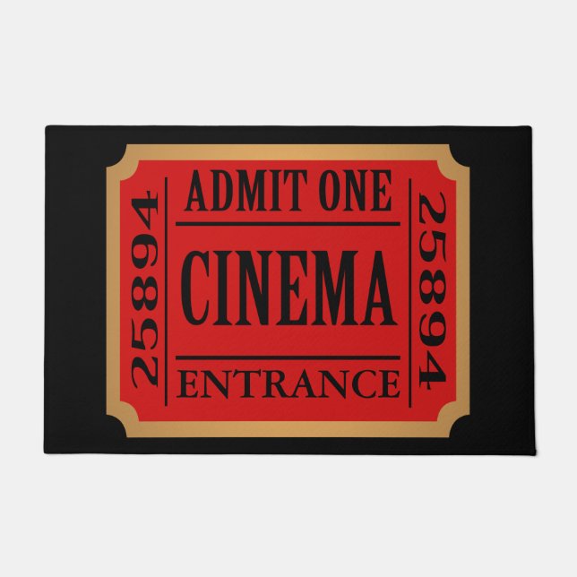 Felpudo Admita un boleto del cine del vintage (Anverso)