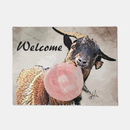 Felpudo Adorable Bubblegum Billy Goat Welcome DoorMat