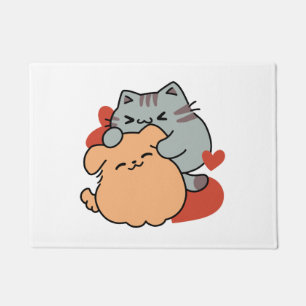 Felpudo Adorable Cat and Dog Hug - Diseño de Meow & Woof