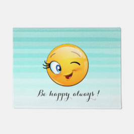 Felpudo Adorable Emoji Winking Face-Be feliz siempre