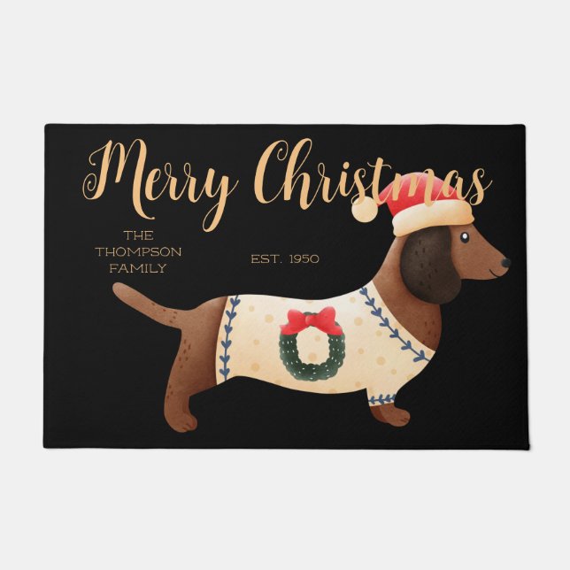 Felpudo Adorable familia de perros nombre moderno clásico  (Anverso)