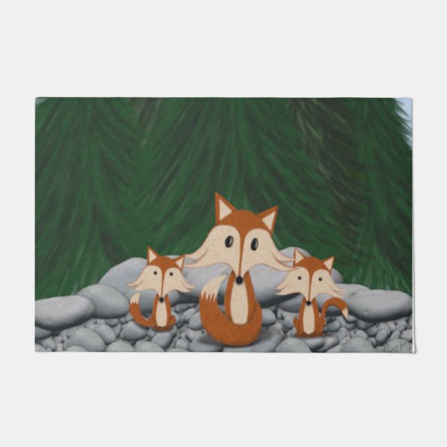 Felpudo Adorable familia Fox (Anverso)