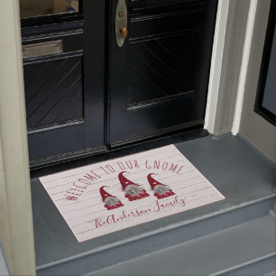 Felpudo Adorables Gnomos Familiares Navideños de Madera Rú