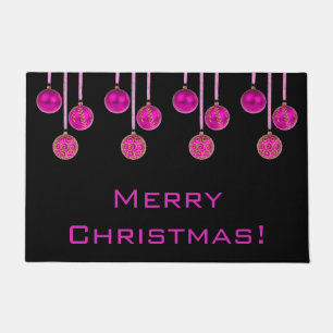 Felpudo Adorno de Navidad en Rosa Caliente Feliz Navidad A