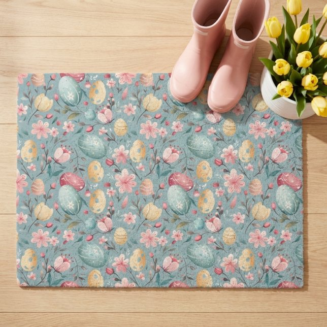 Felpudo Adornos floreales de Pascua pastel (Subido por el creador)