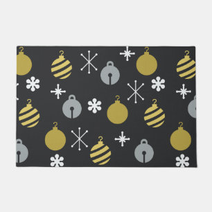 Felpudo Adornos Navideños Retro Negro Oro