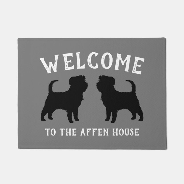 Felpudo Affenpinscher Dog Silhouettes Personalizado Bienve (Anverso)