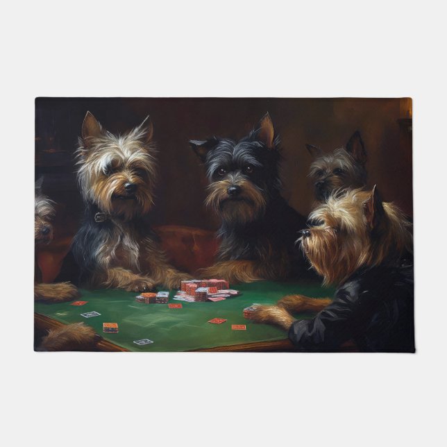 Felpudo Affenpinscher Dogs Jugando al Arte de Poker (Anverso)