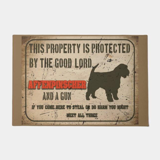 Felpudo Affenpinscher Silhouette Funny Guard Dog Warning S (Anverso)