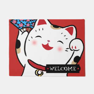 Felpudo afortunado del neko del maneki del gato
