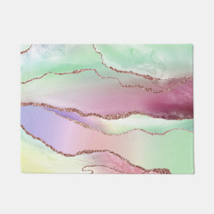 Felpudo Agate de sandía Neo Mint Green y Cassis Pink
