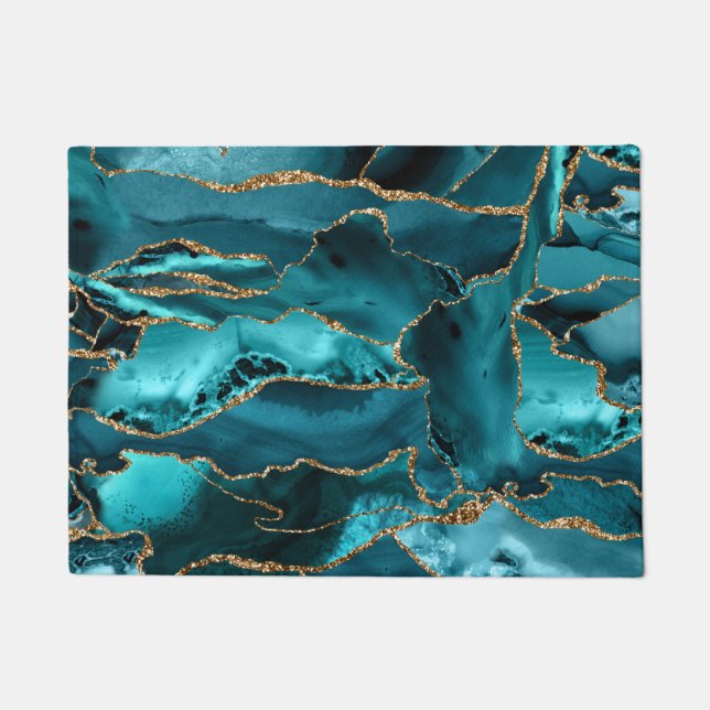 Felpudo Agate Purpurina azul y oro (Anverso)