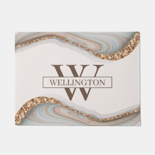 Felpudo Agate Stone Marble Monograma Nombre