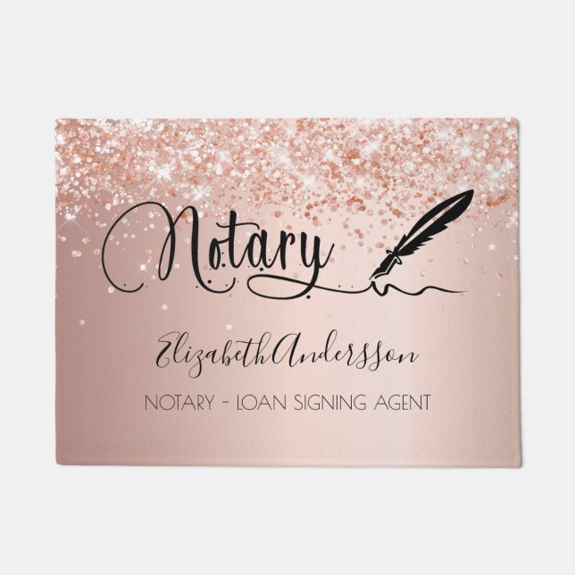 Felpudo Agente de firma de préstamos notariales rosa dorad (Anverso)