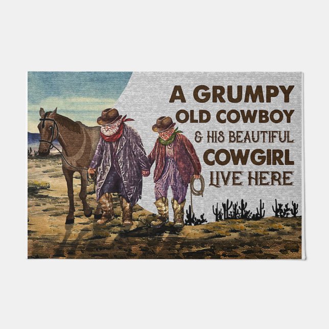 Felpudo Agradable Vaquero Cita Doormat, Vaquero Mat (Anverso)
