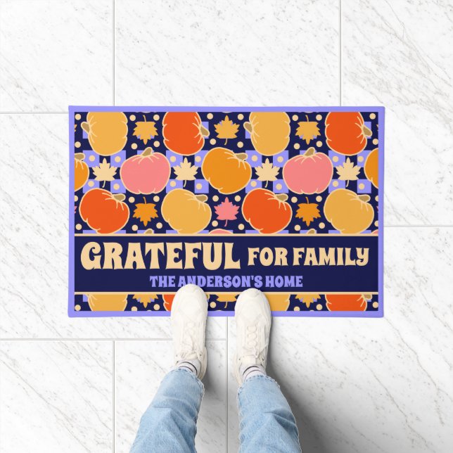 Felpudo Agradecimiento por el nombre personalizado de la f (Interior)