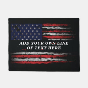 Felpudo Agregar tu propio texto a la bandera norteamerican