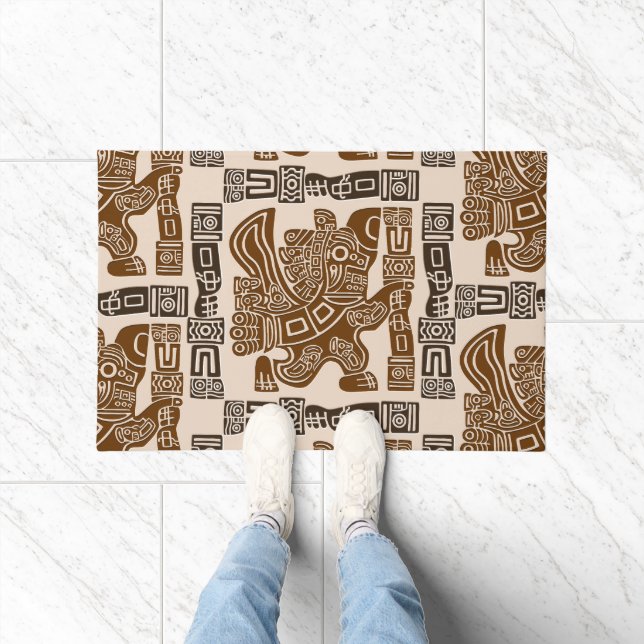 Felpudo Águila azteca guerrera arte tribal antiguo (Interior)