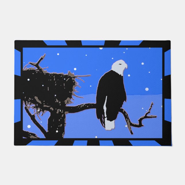 Felpudo Águila calva en invierno - Arte de vida salvaje or (Anverso)