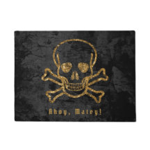 Ahoy Matey Vintage Pirate Gold Skull Y Huesos