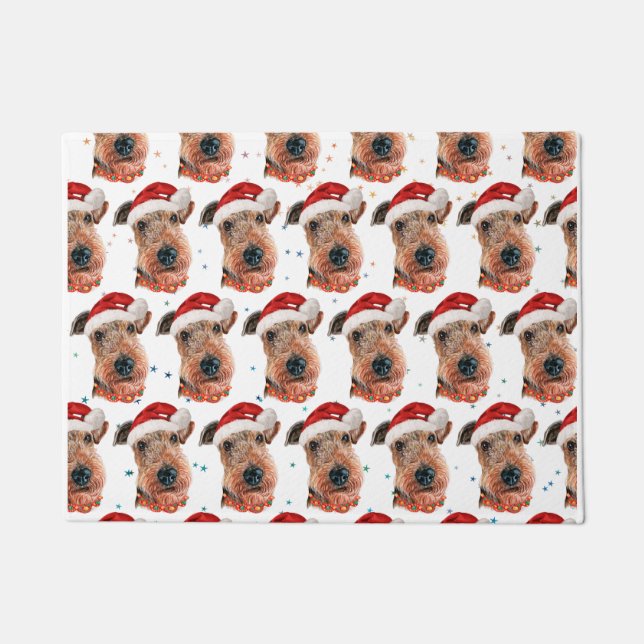 Felpudo Airedale Terrier Raza de Perro Navidad (Anverso)