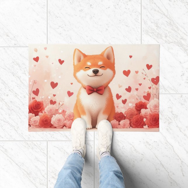 Felpudo Akita con Rosas - Día de San Valentín  (Interior)