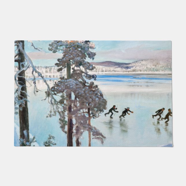 Felpudo Akseli Gallen-Kallela - Patinadores cerca de la co (Anverso)