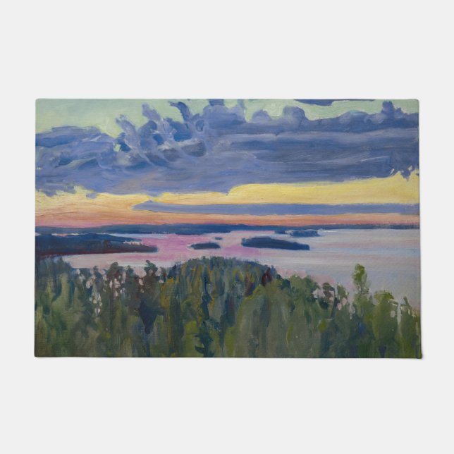 Felpudo Akseli Gallen-Kallela - Vista sobre un lago al ata (Anverso)