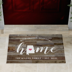 Felpudo Alabama Home State Personalizado Wood Look